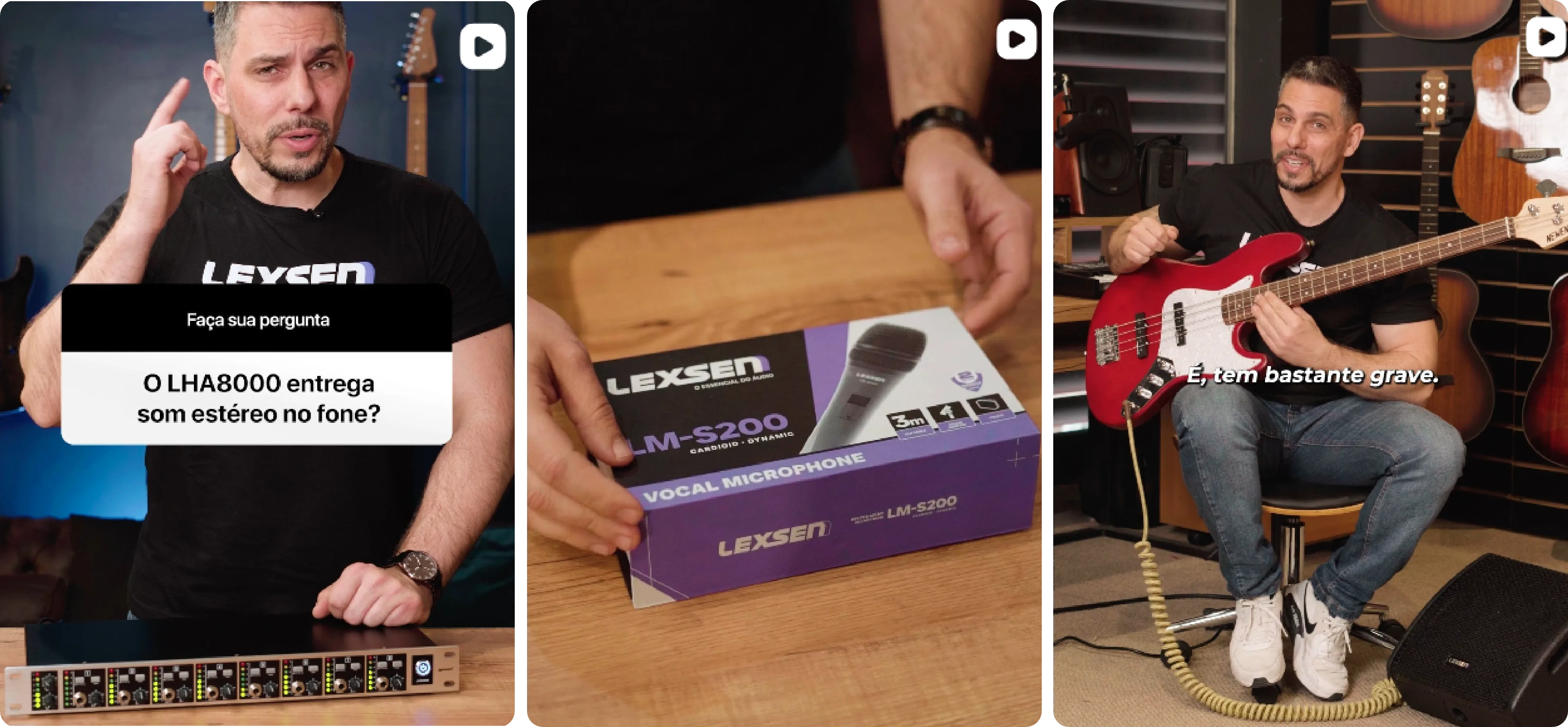 Reels de demonstração de produto e bastidores de eventos da Lexsen