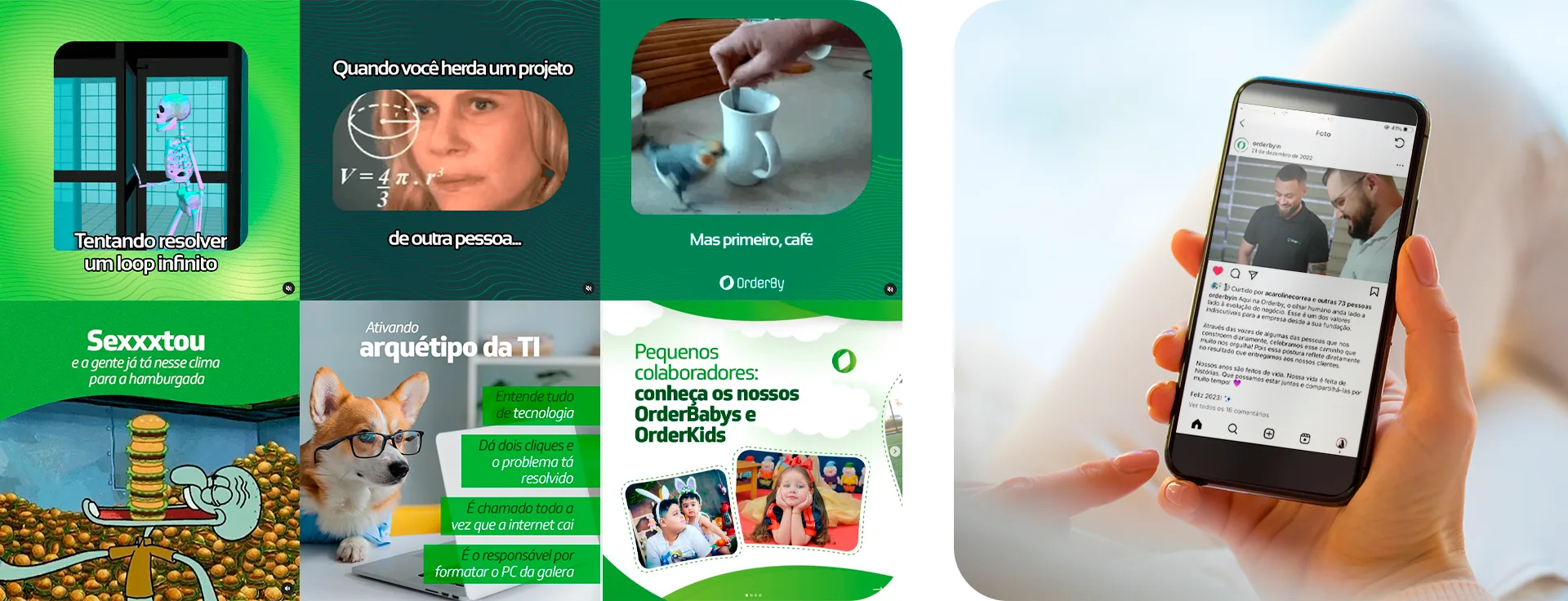 Feed da OrderBy visto no smartphone