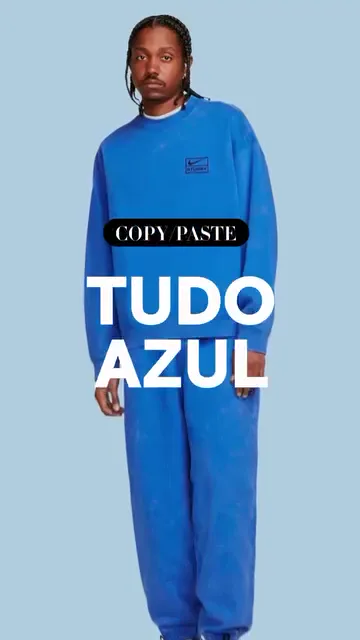 Peça de moda do Praia de Belas com o conceito Tudo Azul, apresentando peças azuis das lojas do shopping